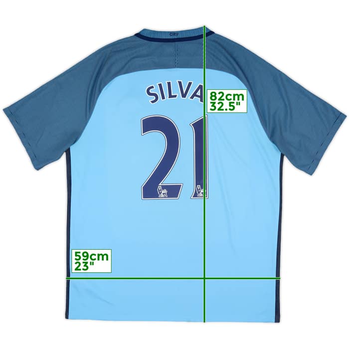 2016-17 Manchester City Home Shirt Silva #21 - 8/10 - (XL)