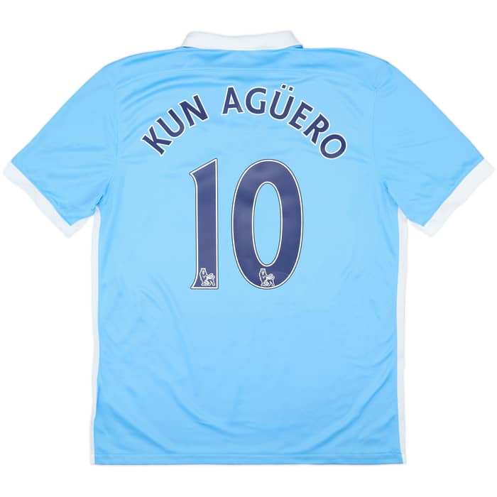 2015-16 Manchester City Home Shirt Kun Aguero #10 - 8/10 - (L)