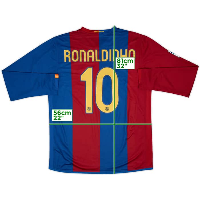 2006-07 Barcelona Home L/S Shirt Ronaldinho #10 - 7/10 - (L)