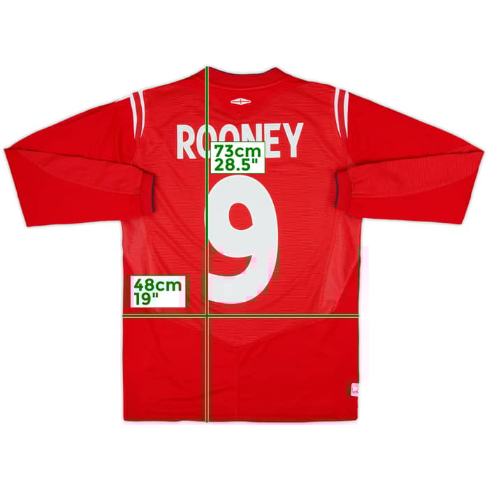 2004-06 England Away L/S Shirt Rooney #9 - 9/10 - (S)