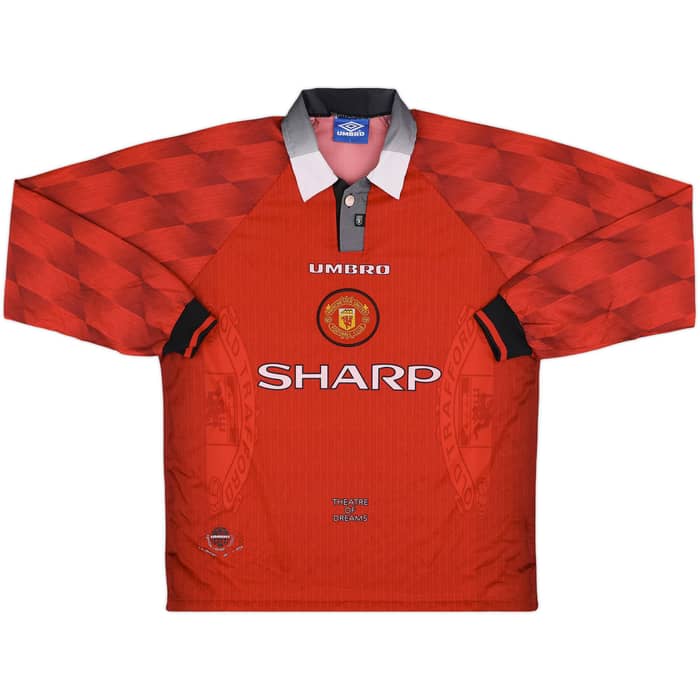 1996-98 Manchester United Home L/S Shirt Beckham #10 - 9/10 - (L)