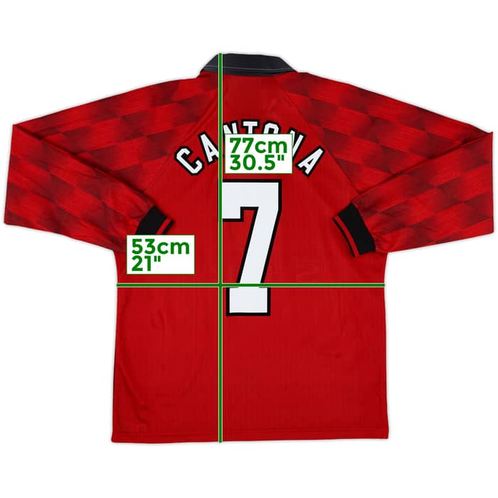 1996-98 Manchester United Home L/S Shirt Cantona #7 - 9/10 - (M)