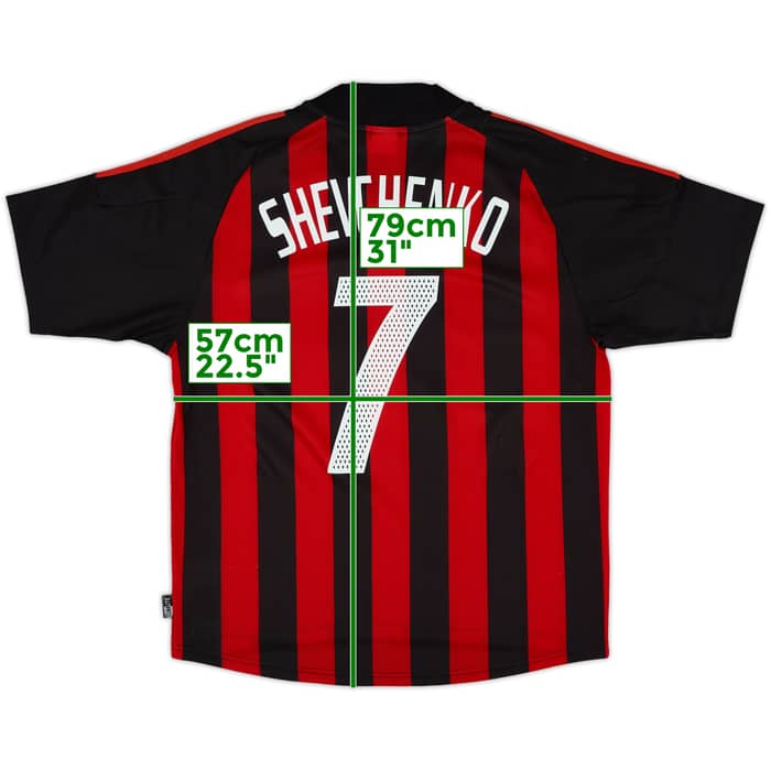 2002-03 AC Milan Home Shirt Shevchenko #7 - 8/10 - (L)