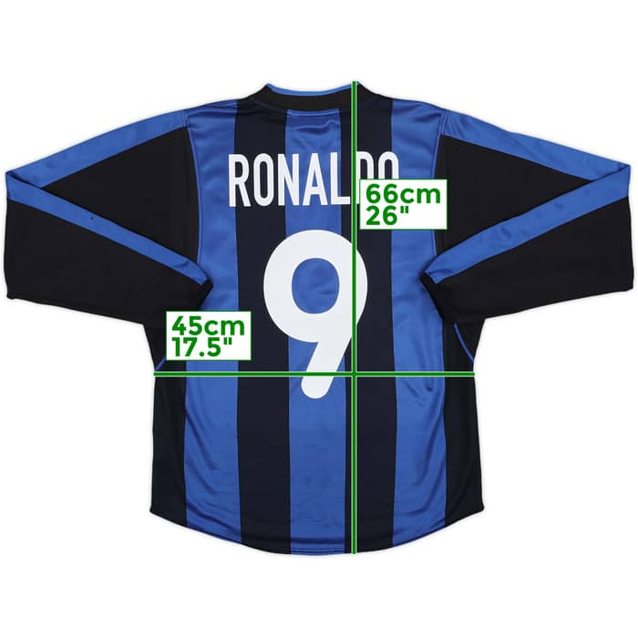 2000-01 Inter Milan Home L/S Shirt Ronaldo #9 - 7/10 - (S)