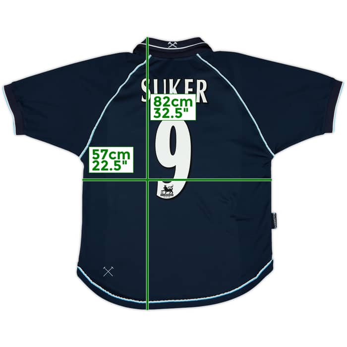 1999-01 West Ham Third Shirt Suker #9 - 8/10 - (L)