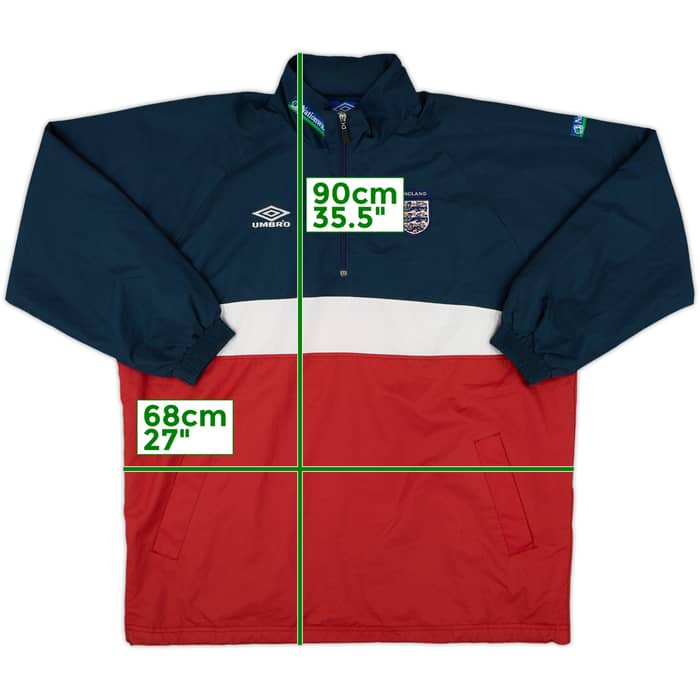 2000-02 England Umbro 1/4 Zip Rain Jacket - 7/10 - (L)