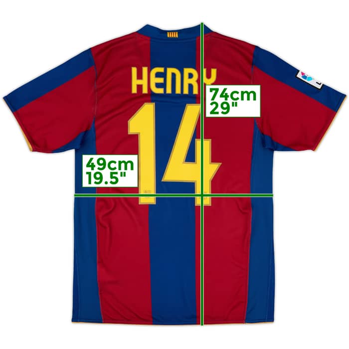 2007-08 Barcelona Home Shirt Henry #14 - 9/10 - (S)