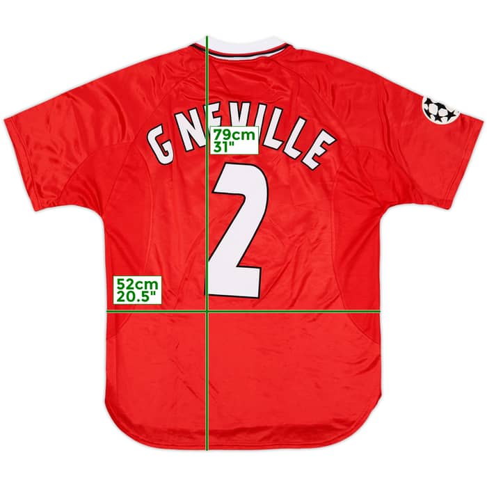 1997-00 Manchester United CL Shirt G.Neville #2 - 8/10 - (M)