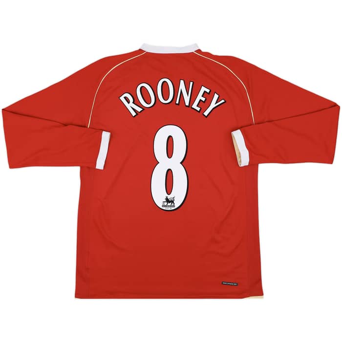 2006-07 Manchester United Home L/S Shirt Rooney #8 - 9/10 - (M)
