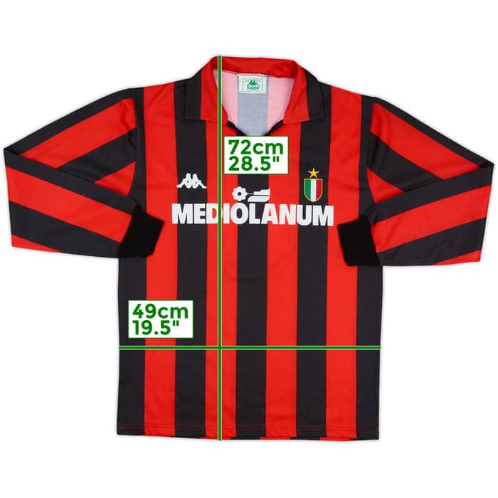 1988-89 AC Milan Match Issue Home L/S Shirt #9