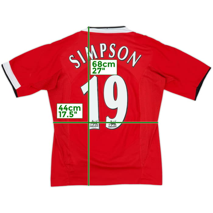 2004-06 Manchester United Home Shirt Simpson #19 - 9/10 - (S)