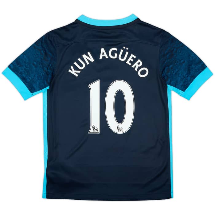 2015-16 Manchester City Away Shirt Kun Aguero #10 - 9/10 - (S.Boys)