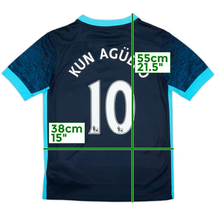 2015-16 Manchester City Away Shirt Kun Aguero #10 - 9/10 - (S.Boys)