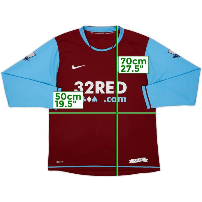 2007-08 Aston Villa Home L/S Shirt Reo-Coker #20 - 6/10 - (M)