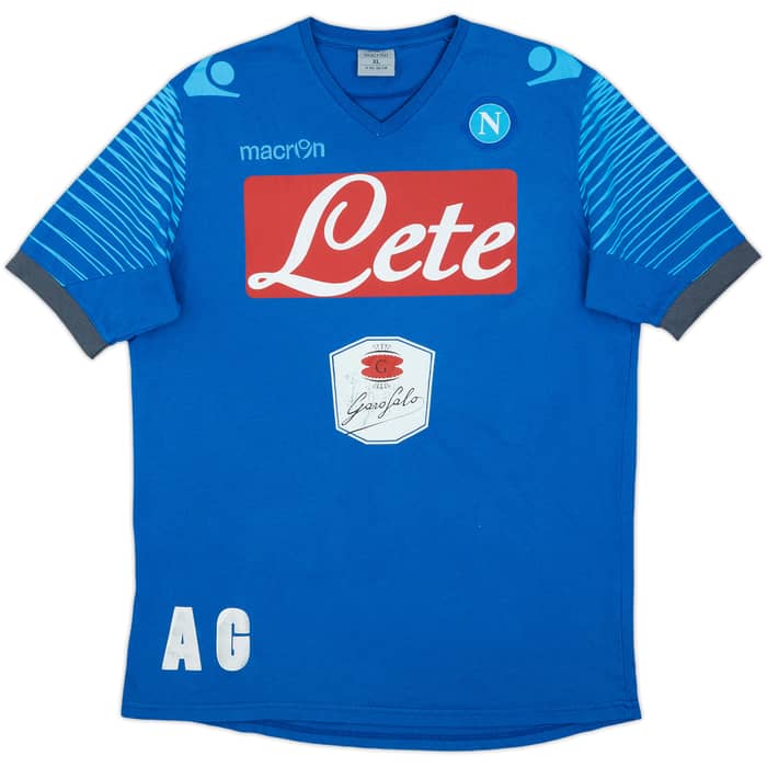 2014-15 Napoli Macron Staff Issue Cotton Tee AG - 5/10 - (XL)