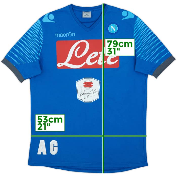 2014-15 Napoli Macron Staff Issue Cotton Tee AG - 5/10 - (XL)