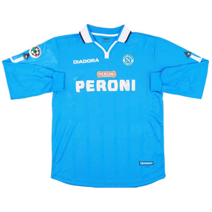 2001-02 Napoli Match Issue Home L/S Shirt Jankulovski #11