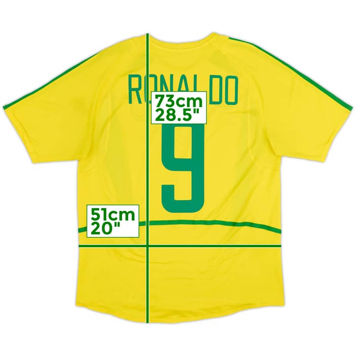 2002-04 Brazil Home Shirt Ronaldo #9 - 6/10 - (M)