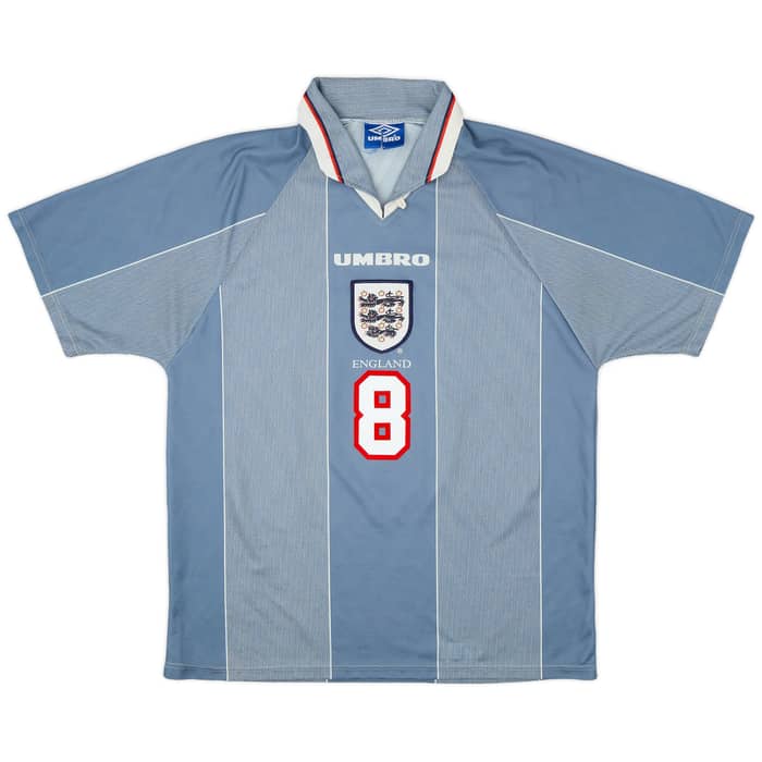 1996-97 England Away Shirt Gascoigne #8 - 8/10 - (L)