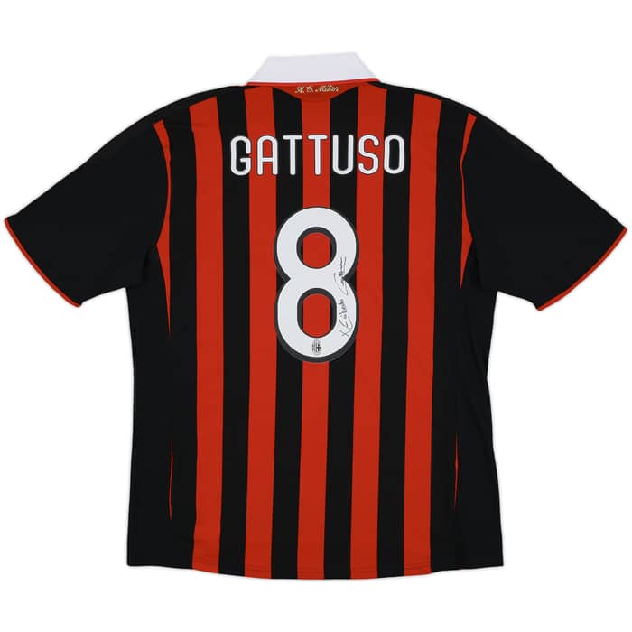 2009-10 AC Milan Signed Home Shirt Gattuso #8 - 6/10 - (XL)