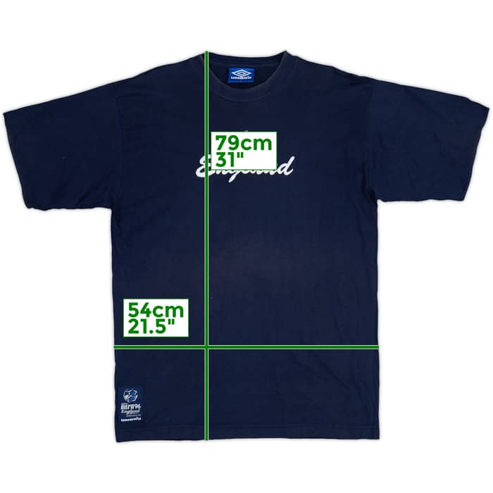 1996-97 England Umbro Euro 96 Cotton Tee - 7/10 - (L)
