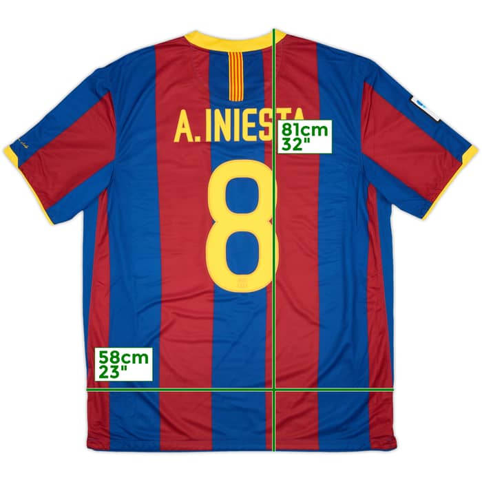 2010-11 Barcelona Home Shirt Iniesta #8 - 7/10 - (XL)