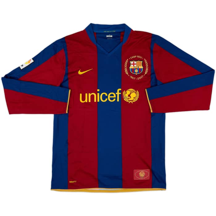 2007-08 Barcelona Home L/S Shirt Messi #19 - 7/10 - (M)