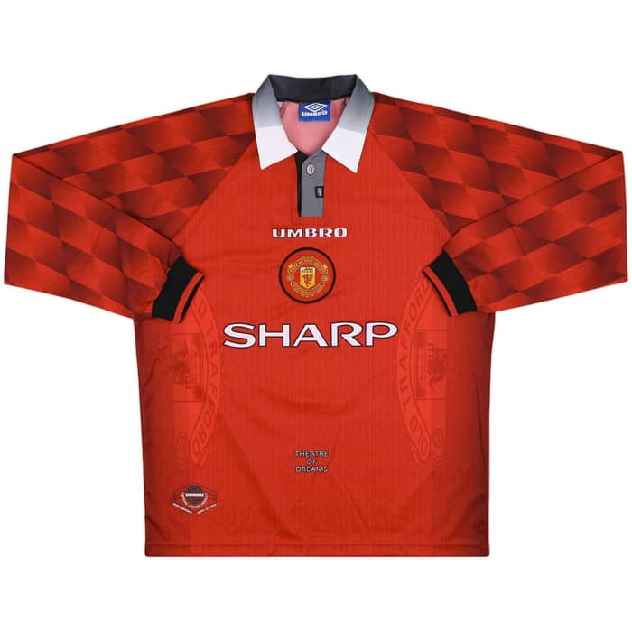 1996-98 Manchester United Home L/S Shirt Cantona #7 - 10/10 - (L)