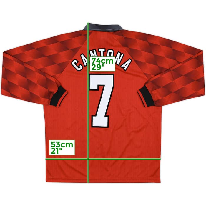 1996-98 Manchester United Home L/S Shirt Cantona #7 - 10/10 - (L)