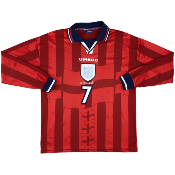1997-99 England Away Shirt Beckham #7 - 10/10 - (M)