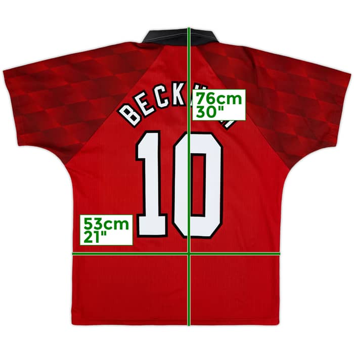 1996-98 Manchester United Home Shirt Beckham #10 - 7/10 - (M)