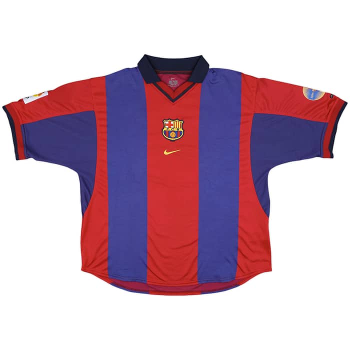 2000-01 Barcelona Home Shirt Rivaldo #10 - 8/10 - (XL)