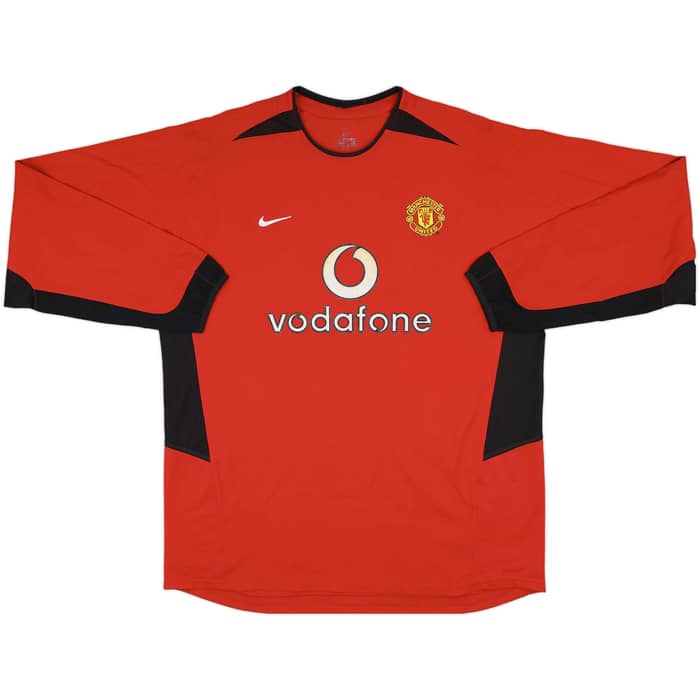 2002-04 Manchester United Home L/S Shirt Beckham #7 - 8/10 - (XL)