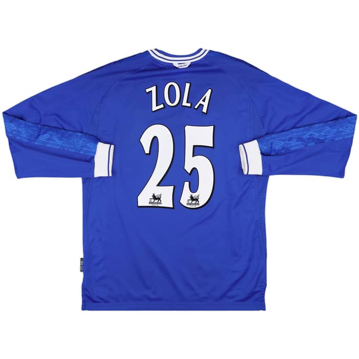 1999-01 Chelsea Home L/S Shirt Zola #25 - 9/10 - (L)