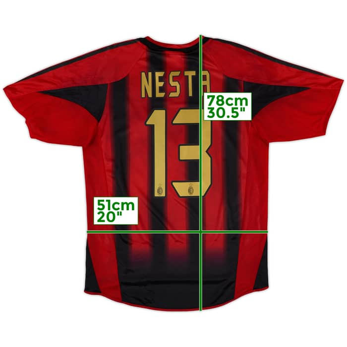 2004-05 AC Milan Home Shirt Nesta #13 - 8/10 - (M)