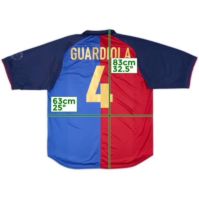 1999-00 Barcelona Centenary Home Shirt Guardiola #4 - 6/10 - (XXL)