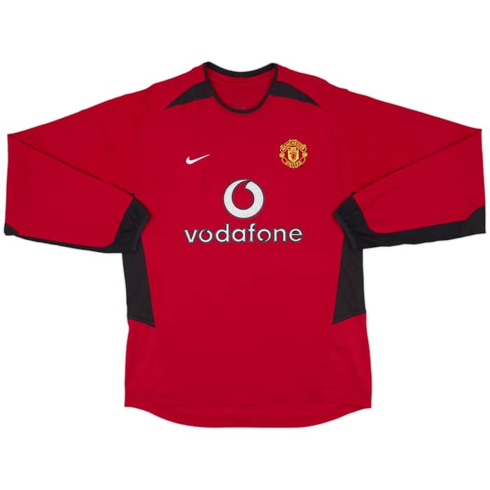 2002-04 Manchester United Home L/S Shirt Beckham #7 - 9/10 - (M)