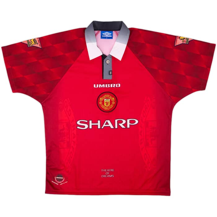 1996-98 Manchester United Home Shirt Johnsen #5 - 7/10 - (M)