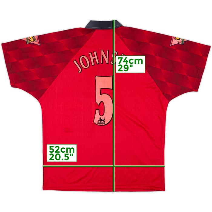 1996-98 Manchester United Home Shirt Johnsen #5 - 7/10 - (M)