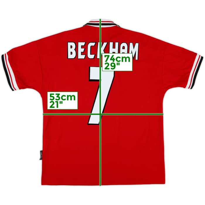 1998-00 Manchester United Home Shirt Beckham #7 - 8/10 - (M)