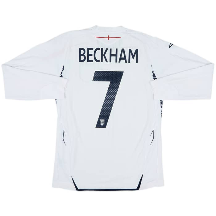 2007-09 England Home L/S Shirt Beckham #7 - 7/10 - (S)