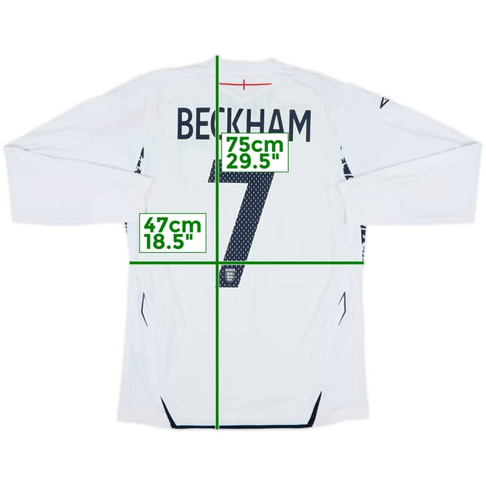2007-09 England Home L/S Shirt Beckham #7 - 7/10 - (S)
