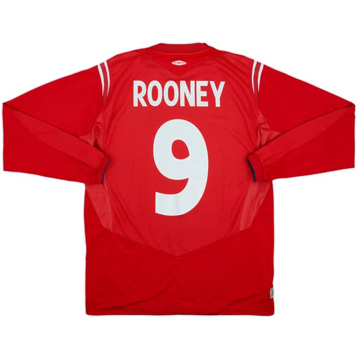 2004-06 England Away L/S Shirt Rooney #9 - 8/10 - (M)