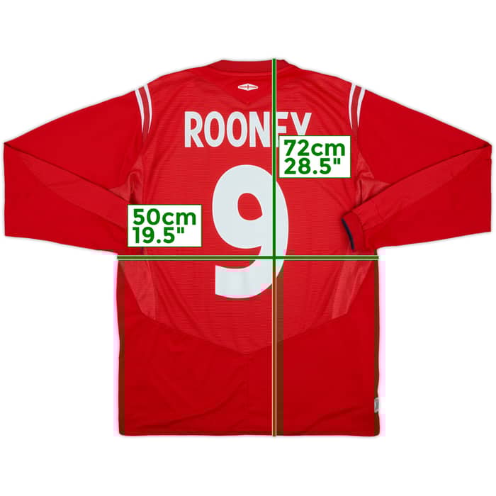 2004-06 England Away L/S Shirt Rooney #9 - 8/10 - (M)