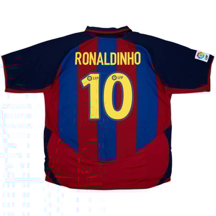 2003-04 Barcelona Home Shirt Ronaldinho #10 - 8/10 - (XXL)