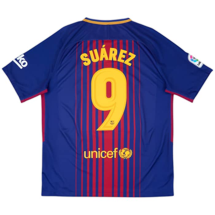 2017-18 Barcelona Home Shirt Suarez #9 - 9/10 - (L)
