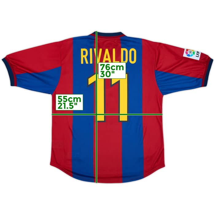 1998-00 Barcelona Home Shirt Rivaldo #11 - 8/10 - (M)