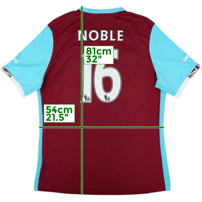 2016-17 West Ham Home Shirt Noble #16 - 9/10 - (XL)