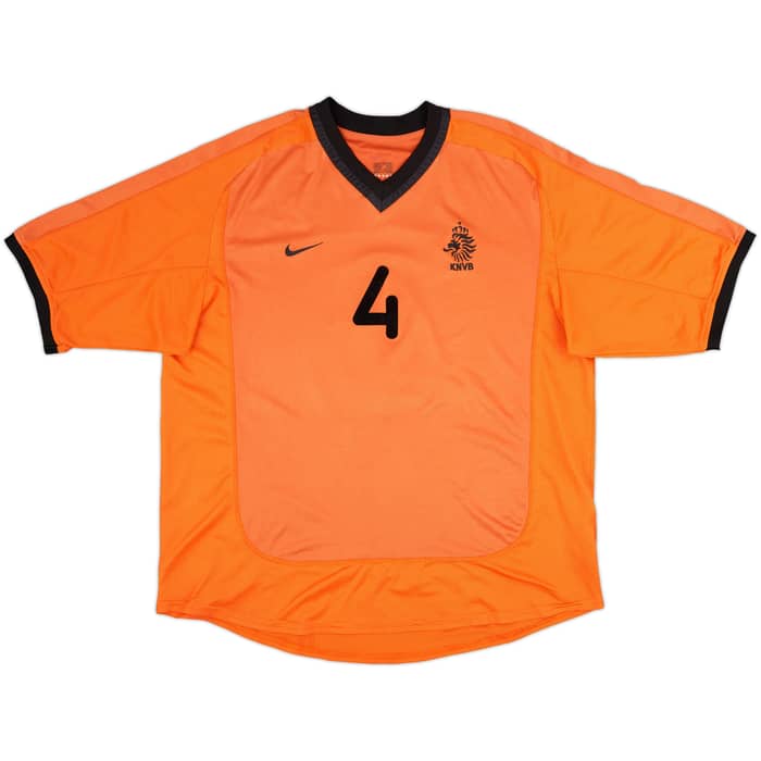 2000-02 Netherlands Home Shirt F. De Boer #4 - 7/10 - (XL)