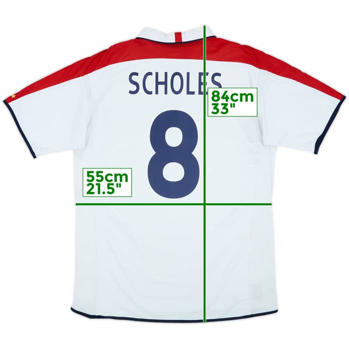2003-05 England Home Shirt Scholes #8 - 6/10 - (XL)